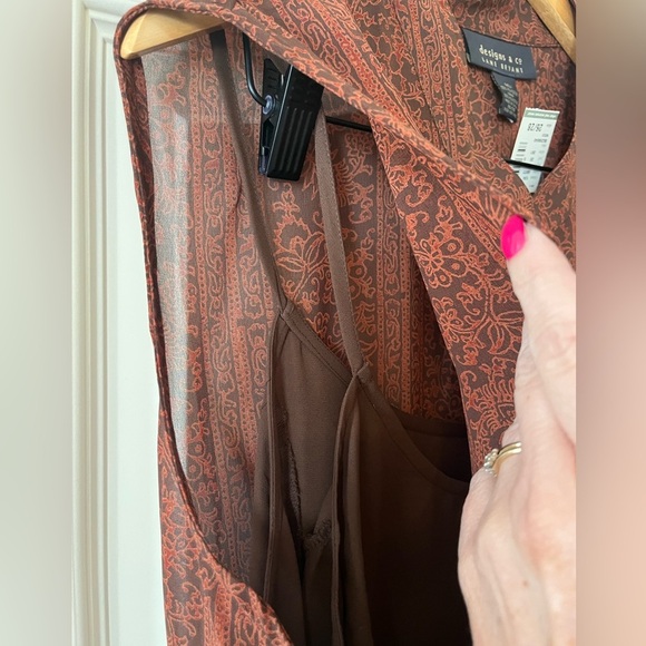 Lane Bryant Designs & Co. Light Brown Patterned Maxi Length Dress Size 24W - Picture 10 of 13